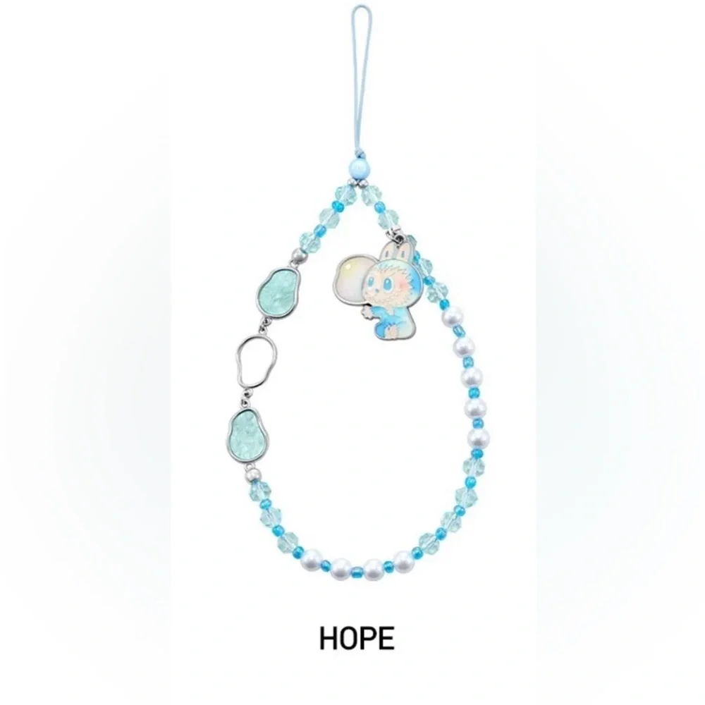 Hope Blue Beaded Phone Charm with Bunny Accent authentic Labubu